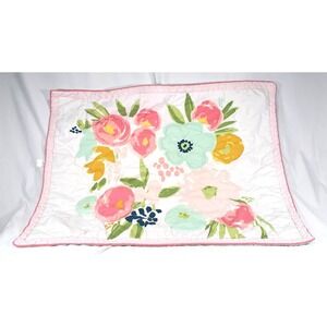 Cloud Island Baby Blanket Floral Applique Mint Green Polka Dot Trim F16806214